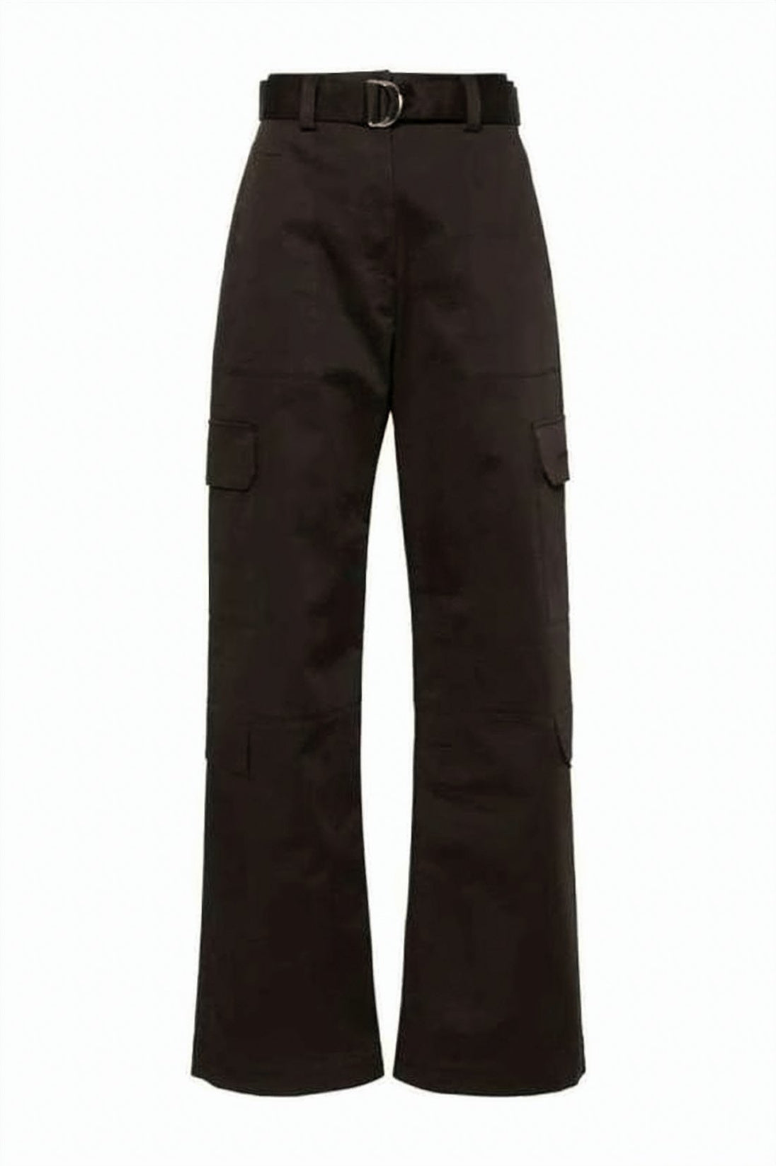 High-Waisted Straight-Leg Pants with Matching Belt and Flap Pockets