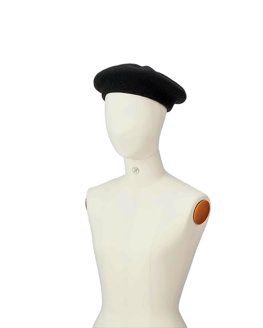 Rounded Black Wool Beret with Minimalist Design