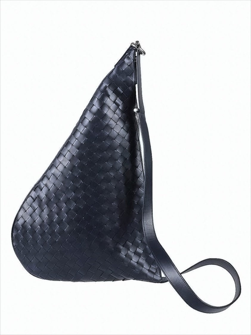 Triangular Woven Leather Shoulder Bag