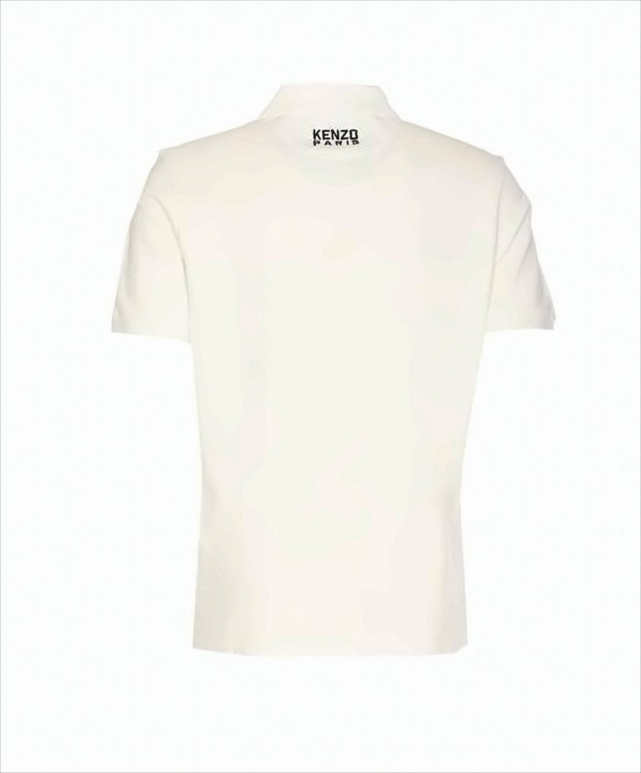 Textured Cotton Piqué Polo Shirt with Tiger Emblem