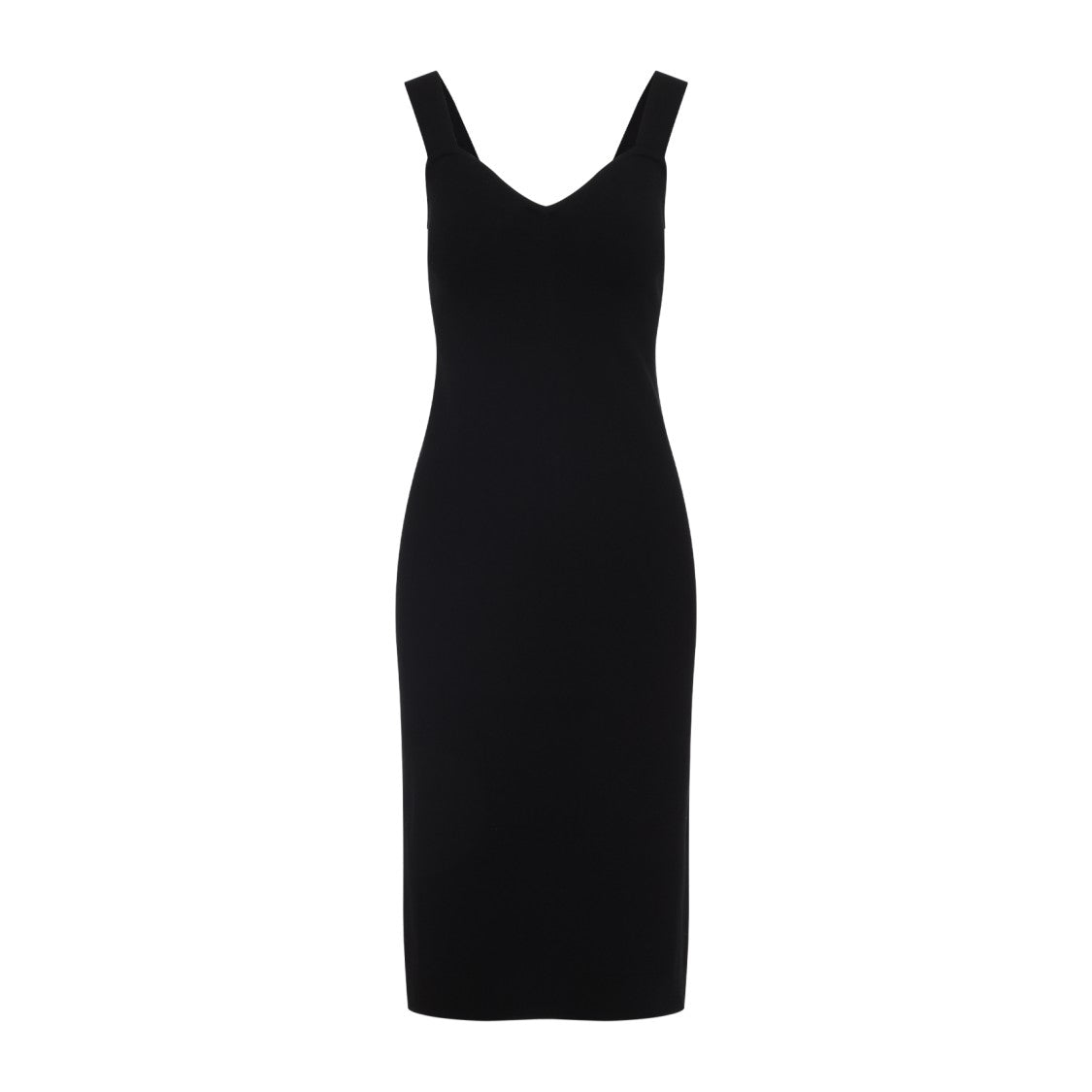 Black Midi Dress With Flattering V-Neckline