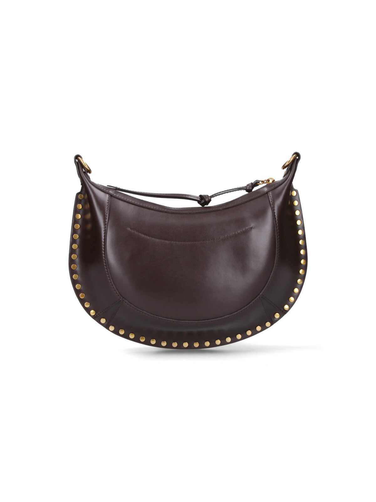 Crescent-Shaped Shoulder Bag in Dark Brown Leather