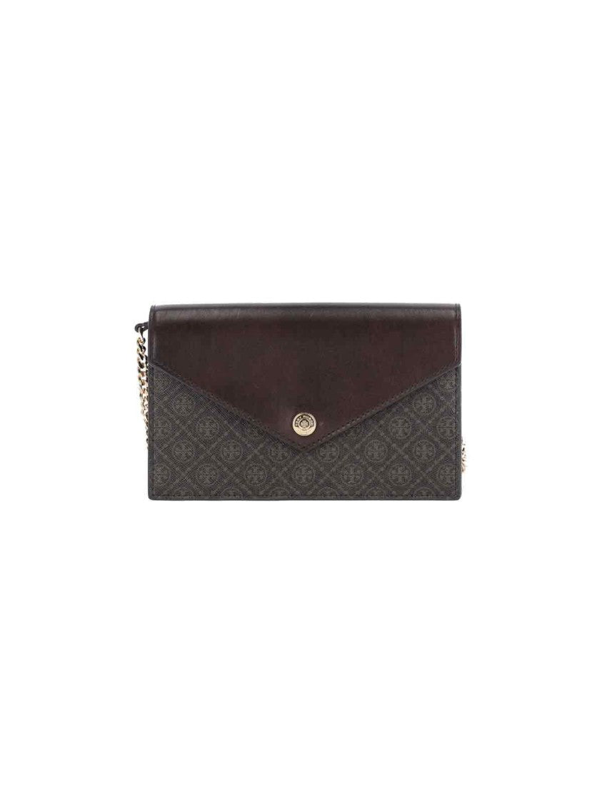 T Monogram Wallet With Chain – Brown