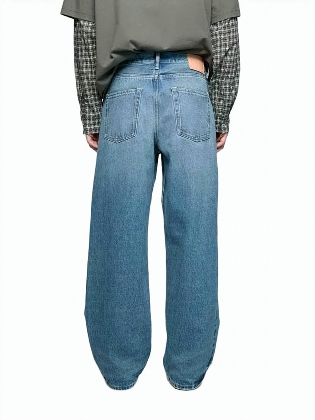 Wide-Leg Denim Pants with Vintage-Inspired Details