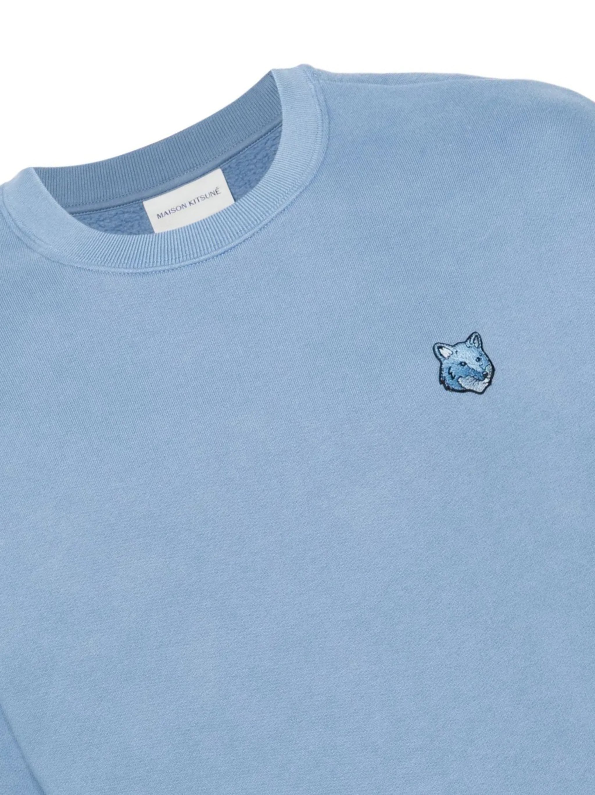 Relaxed Fit Long-Sleeve Crewneck Sweatshirt With Embroidered Fox Emblem