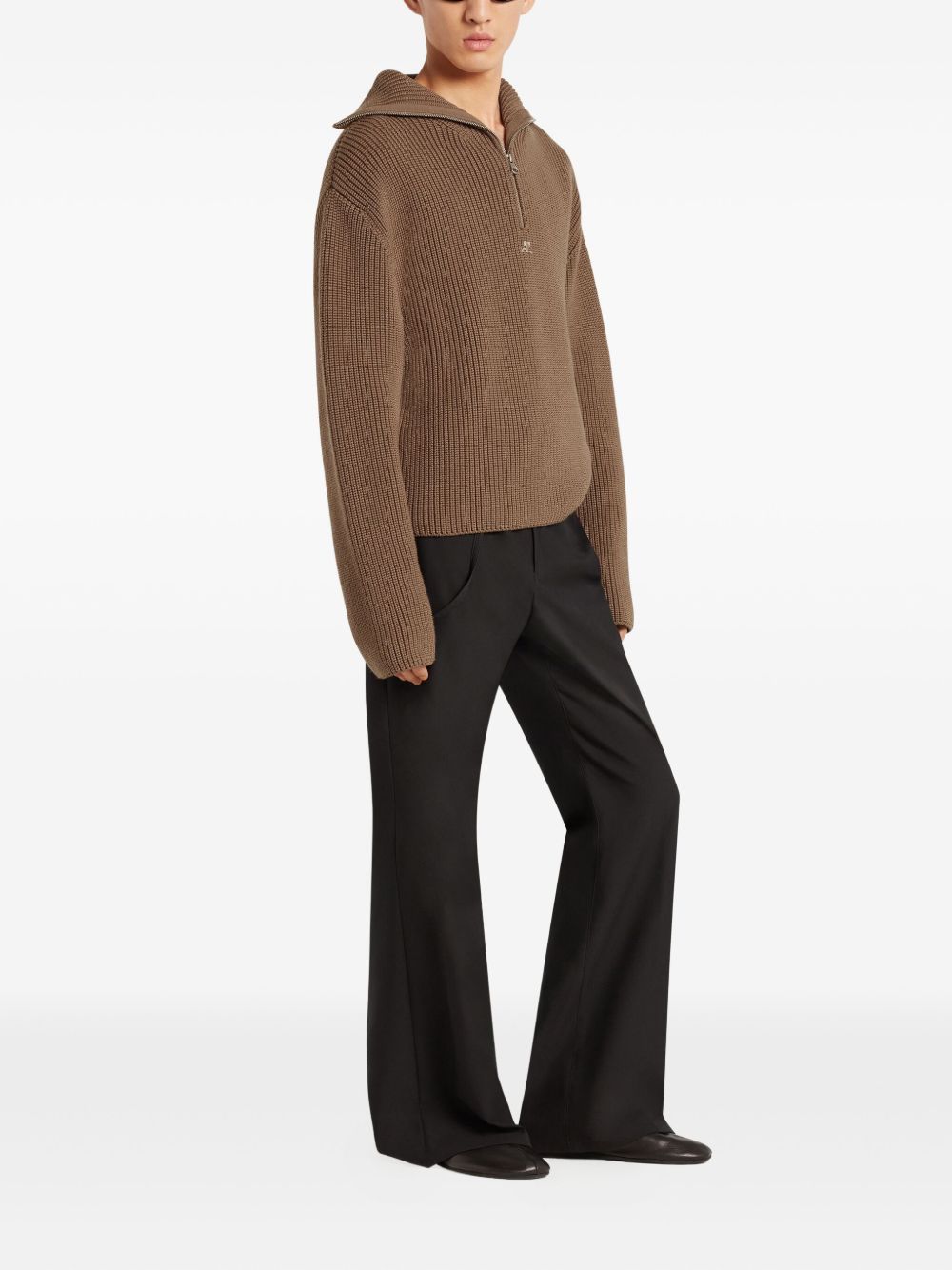 Funnel Neck Sweater With Half-Zip Fastening
