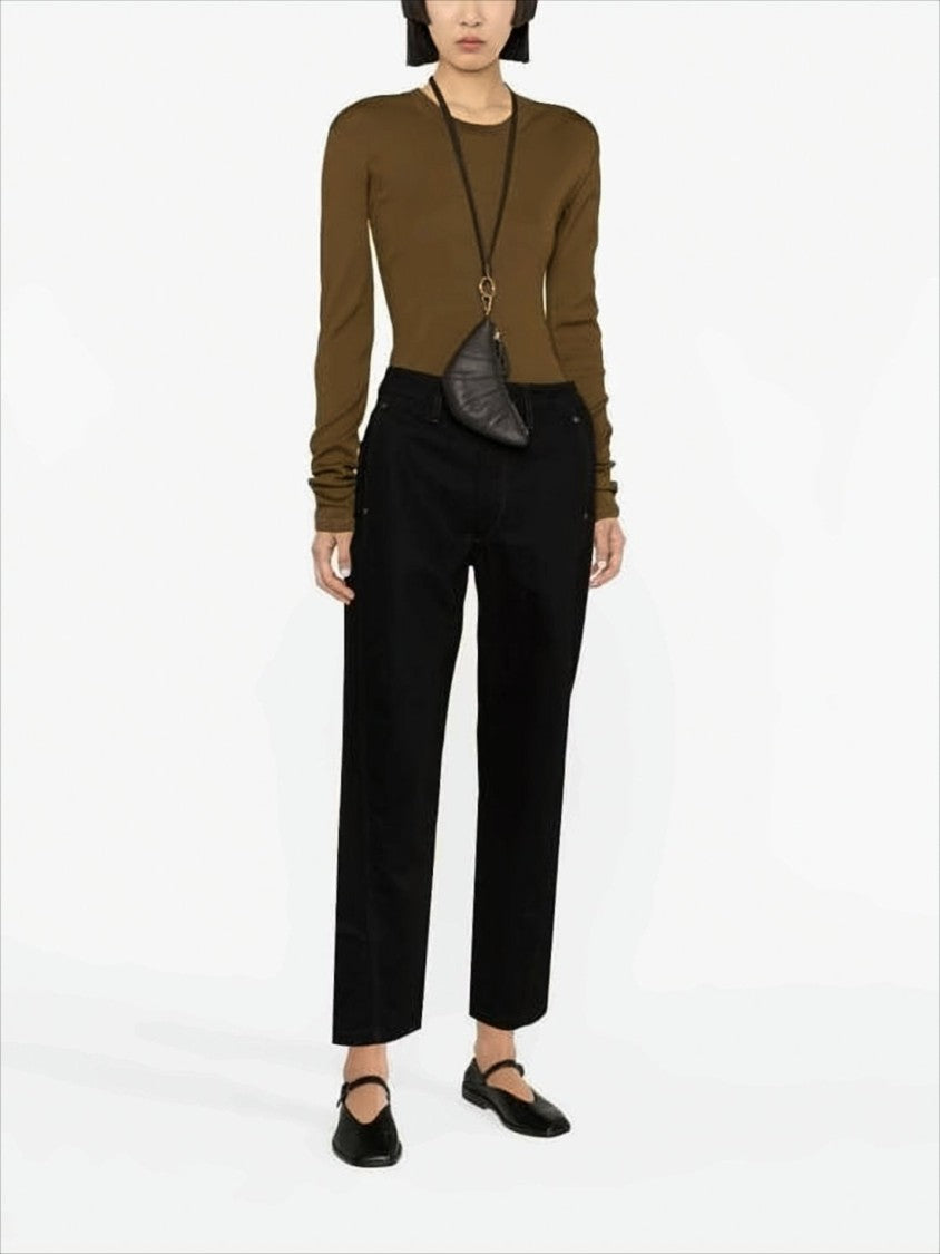High-Waisted Black Denim Pants With Straight-Leg Silhouette