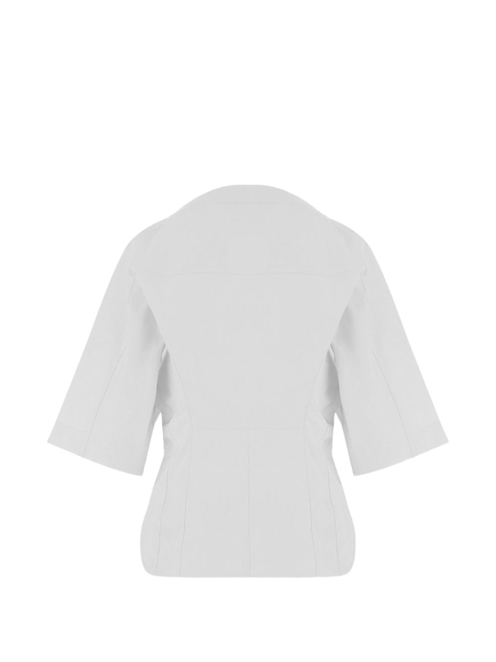 Structured White Top with Deep V-Neckline