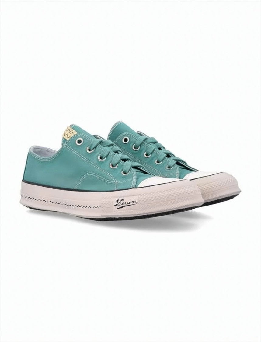 Muted Teal Low-Top Sneakers With Cowhide Lining