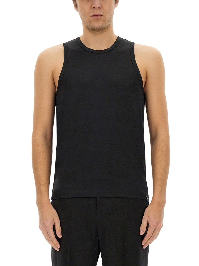 Fitted Black Tank Top With Rounded Neckline