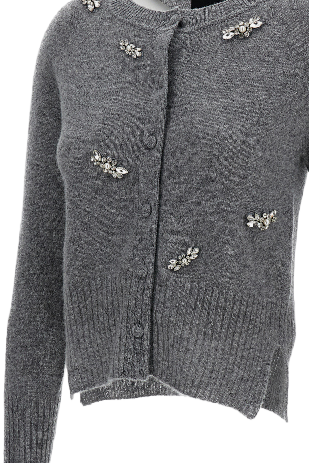 Grey Cashmere Cardigan with Crystals