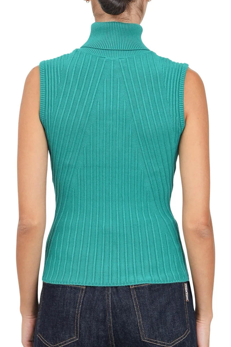 Ribbed Top Viscose/Polyester - Green