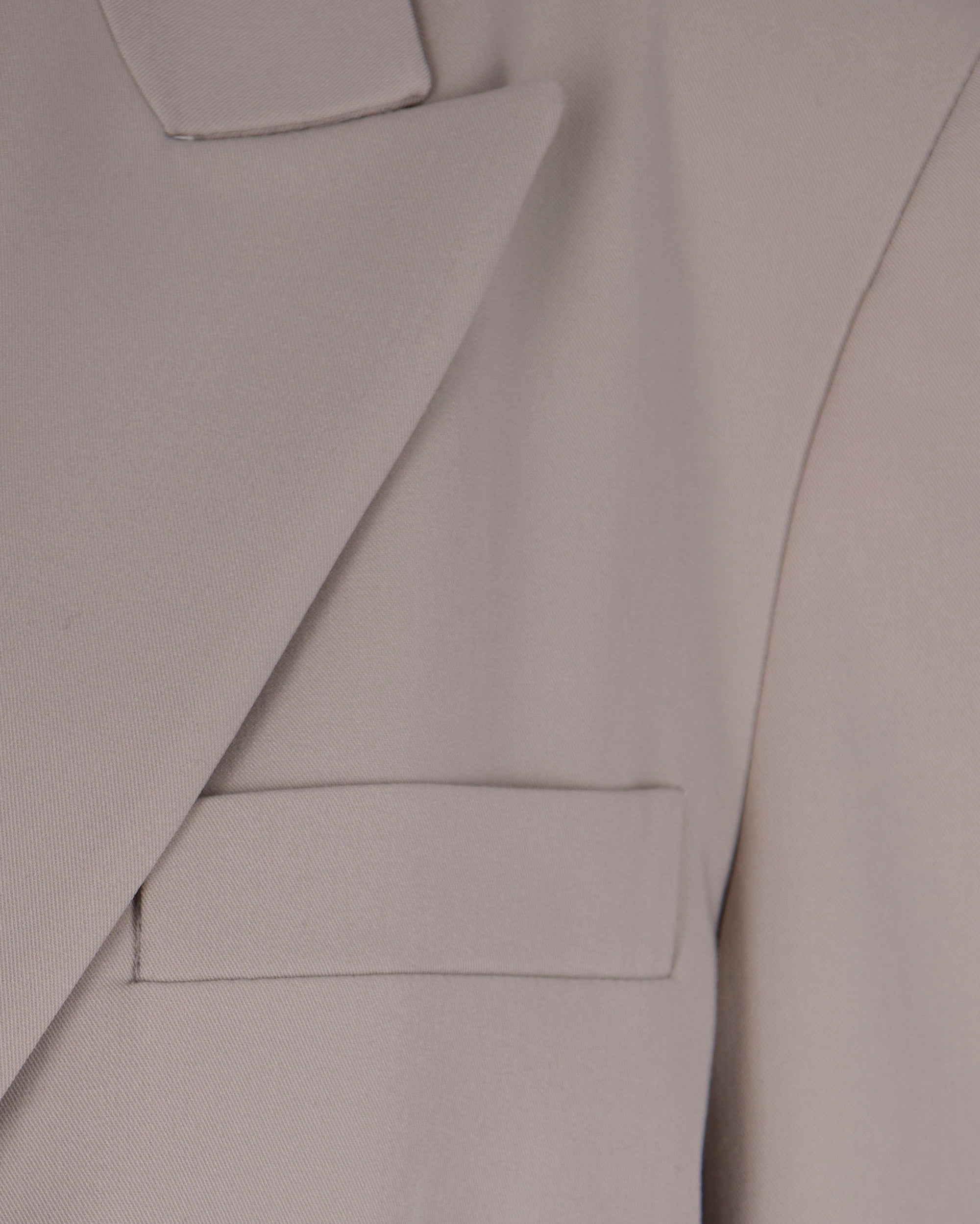 Beige Single-Breasted Blazer With Notched Lapels