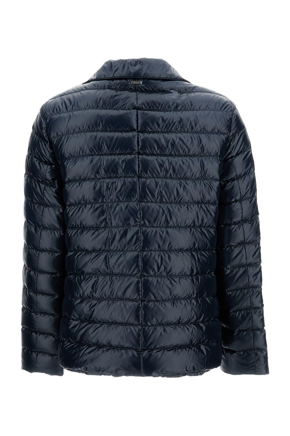 Quilted Blue Down Jacket with Button Fastening