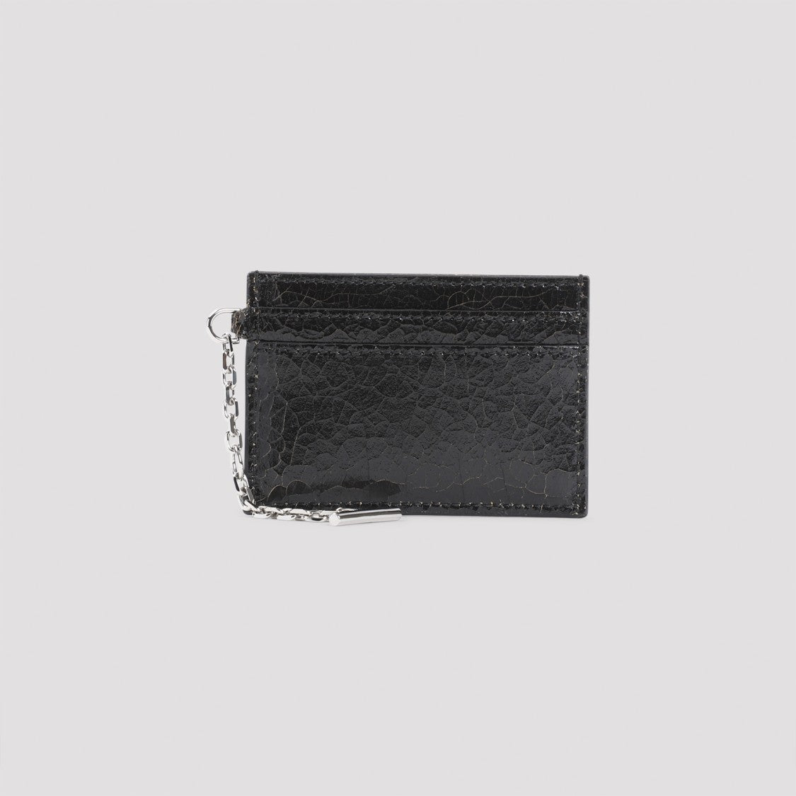 Leather Wallet With Compact Design And Chain Detail