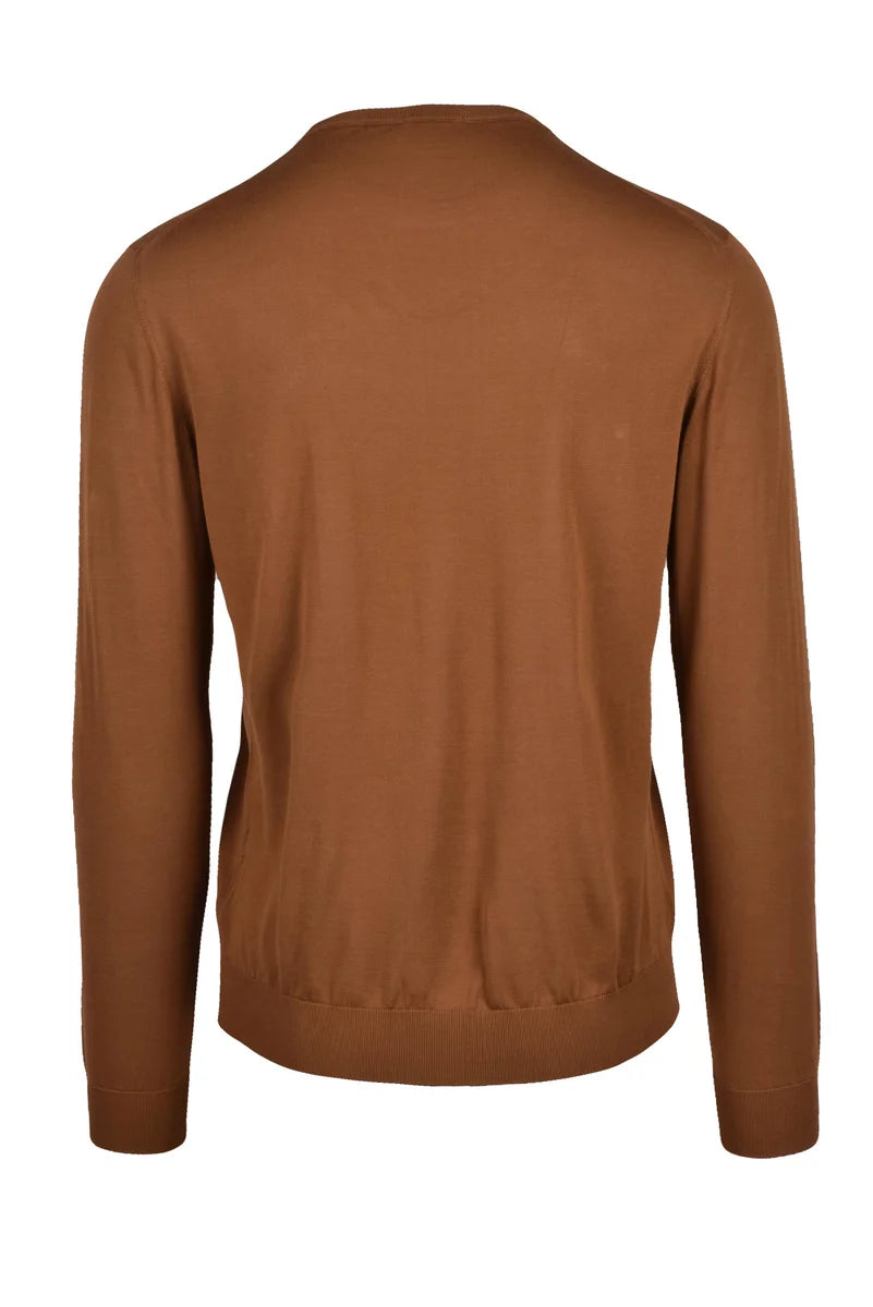 Cotton Crewneck Sweater - Brown