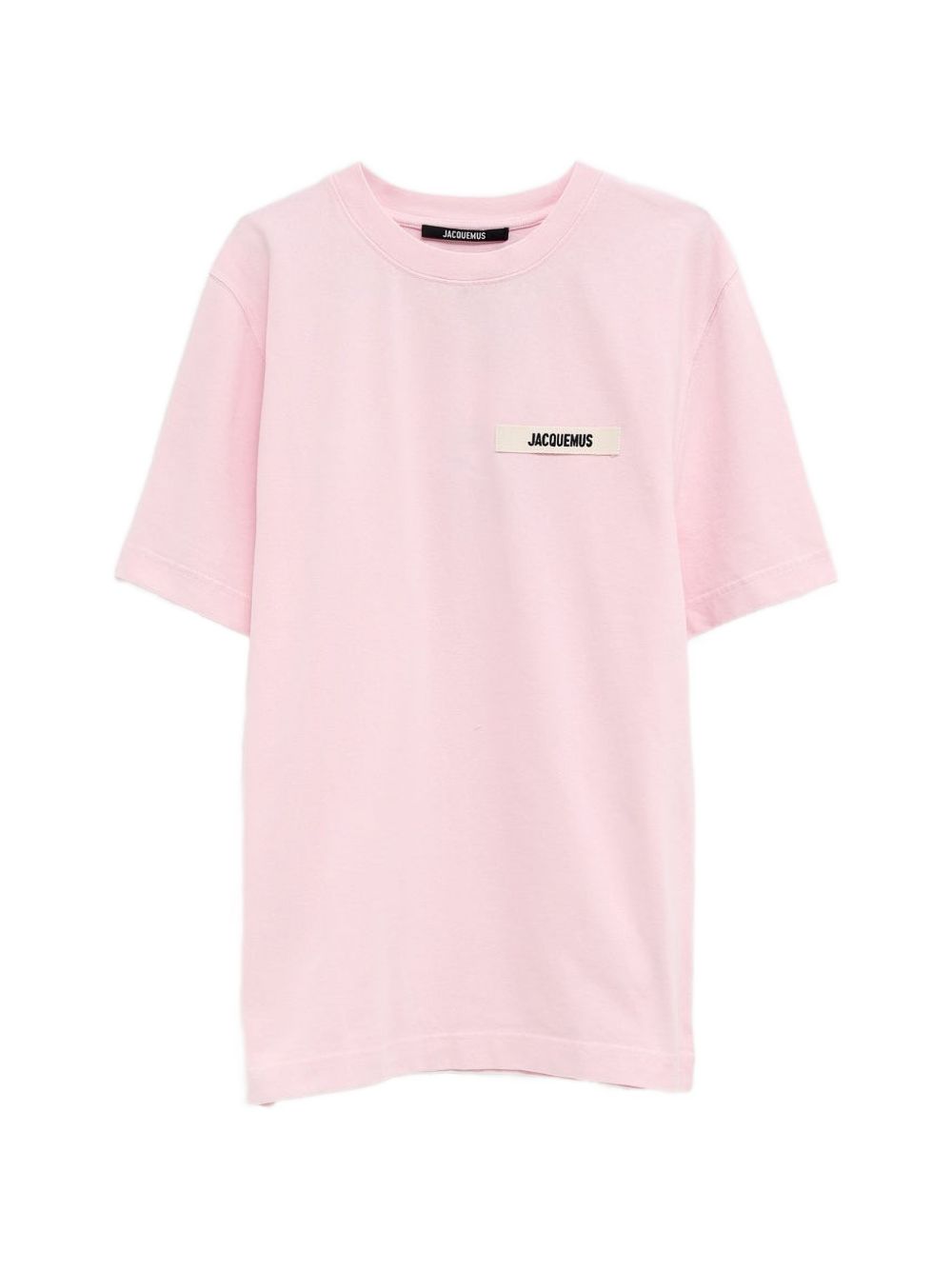 Soft Pink Crew Neck T-Shirt with Logo Patch