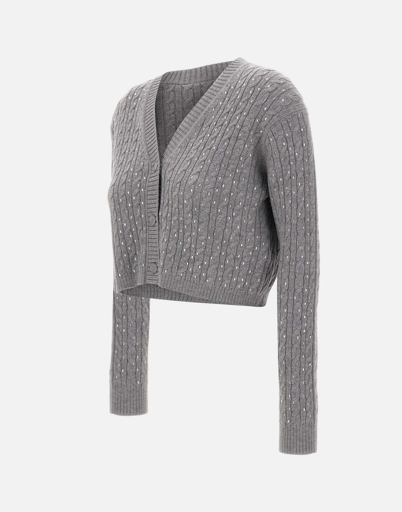 Classic Cable Knit Cardigan With V-Neckline