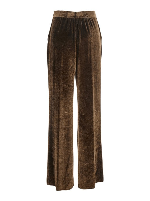 Velvet Blend Palazzo Pants With Elastic Waist