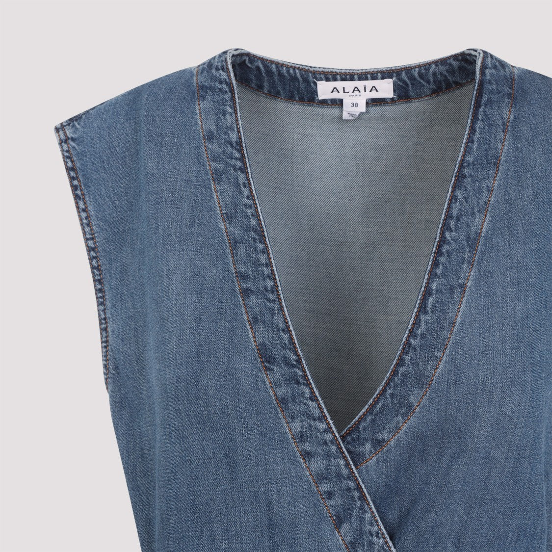 Sleeveless Denim-Texture Mini Dress