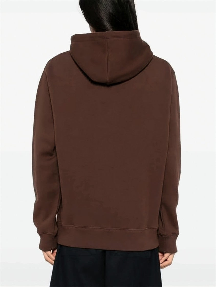 Relaxed Fit Brown Hoodie With Embroidered Fox Emblem