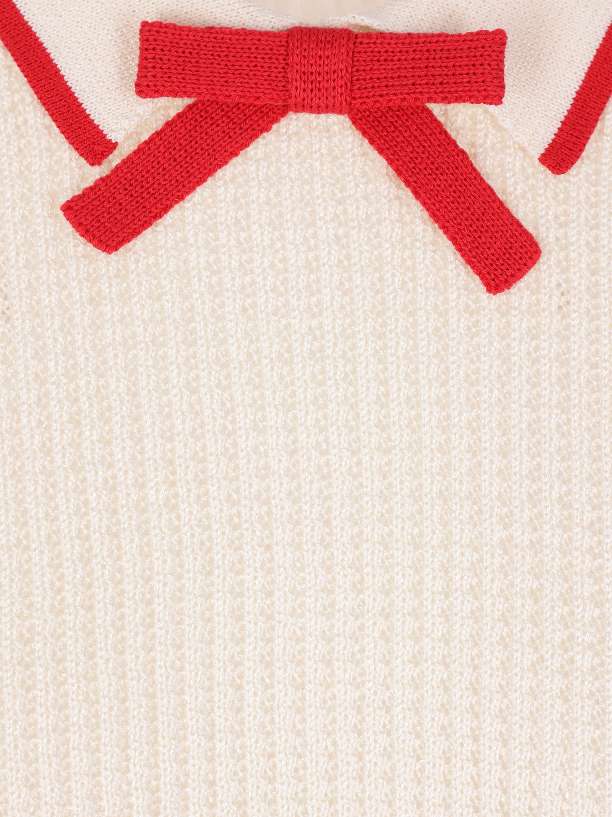 Ribbed Short-Sleeved Knit Bow Detail Top