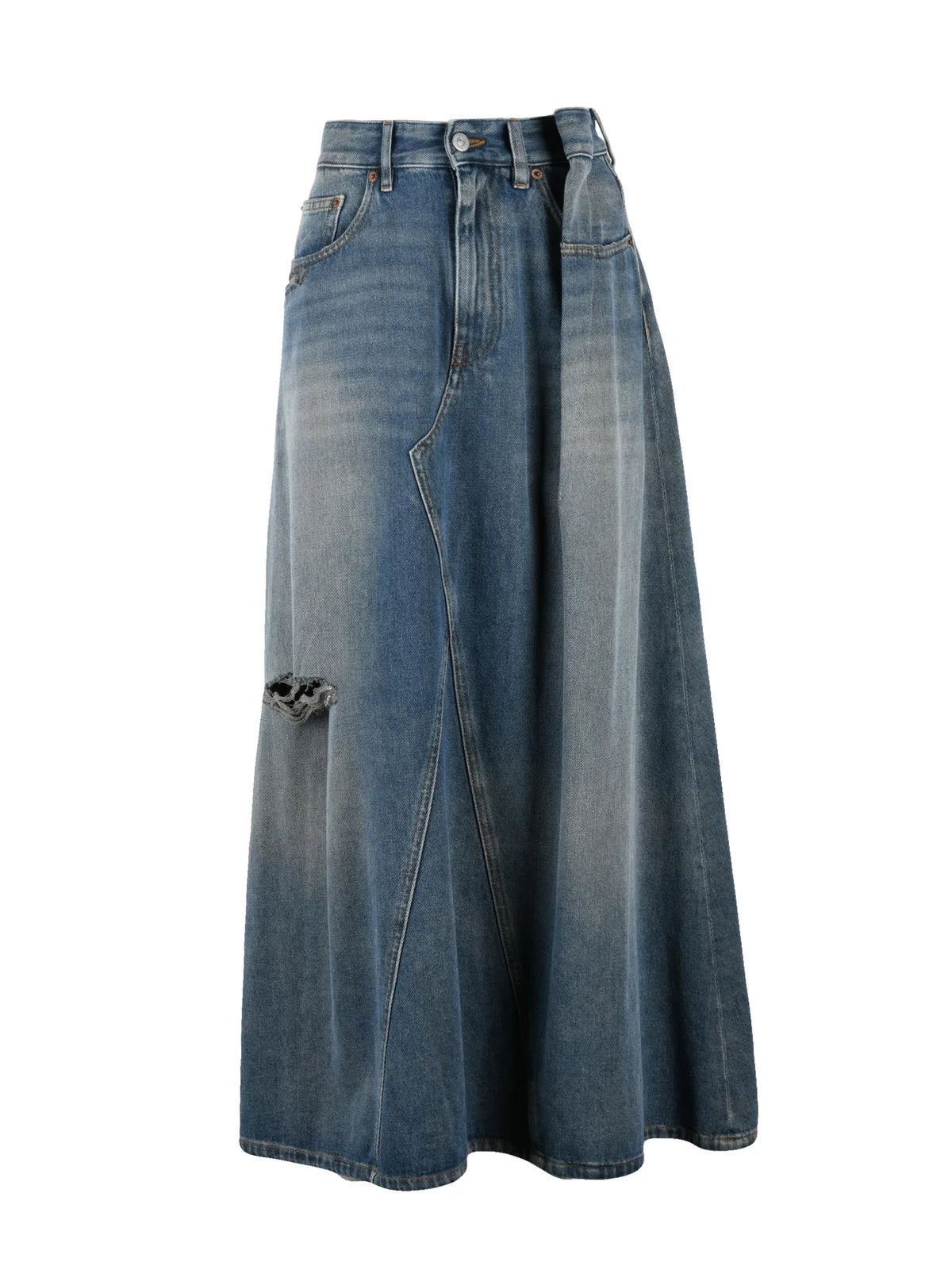 Denim Cotton Women Long Denim Skirt