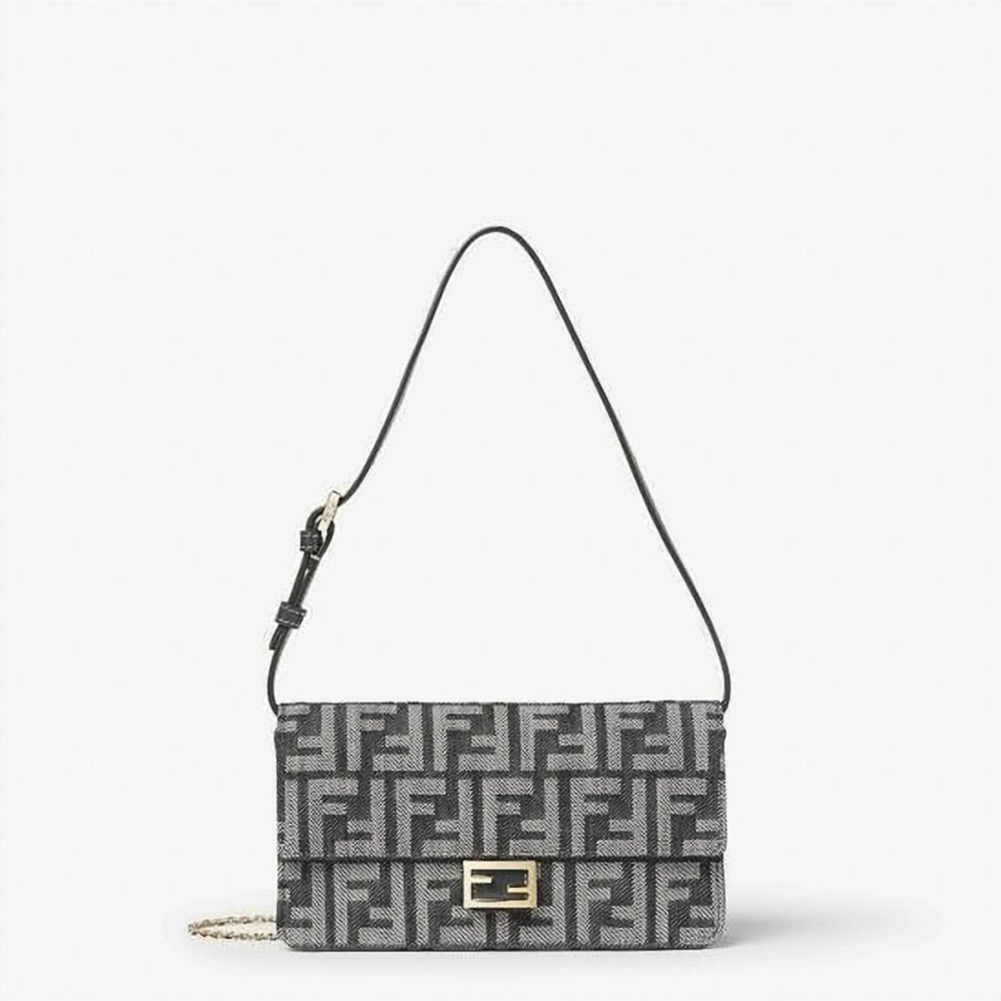 Rectangular Monogram Crossbody Bag with Gold-tone Clasp