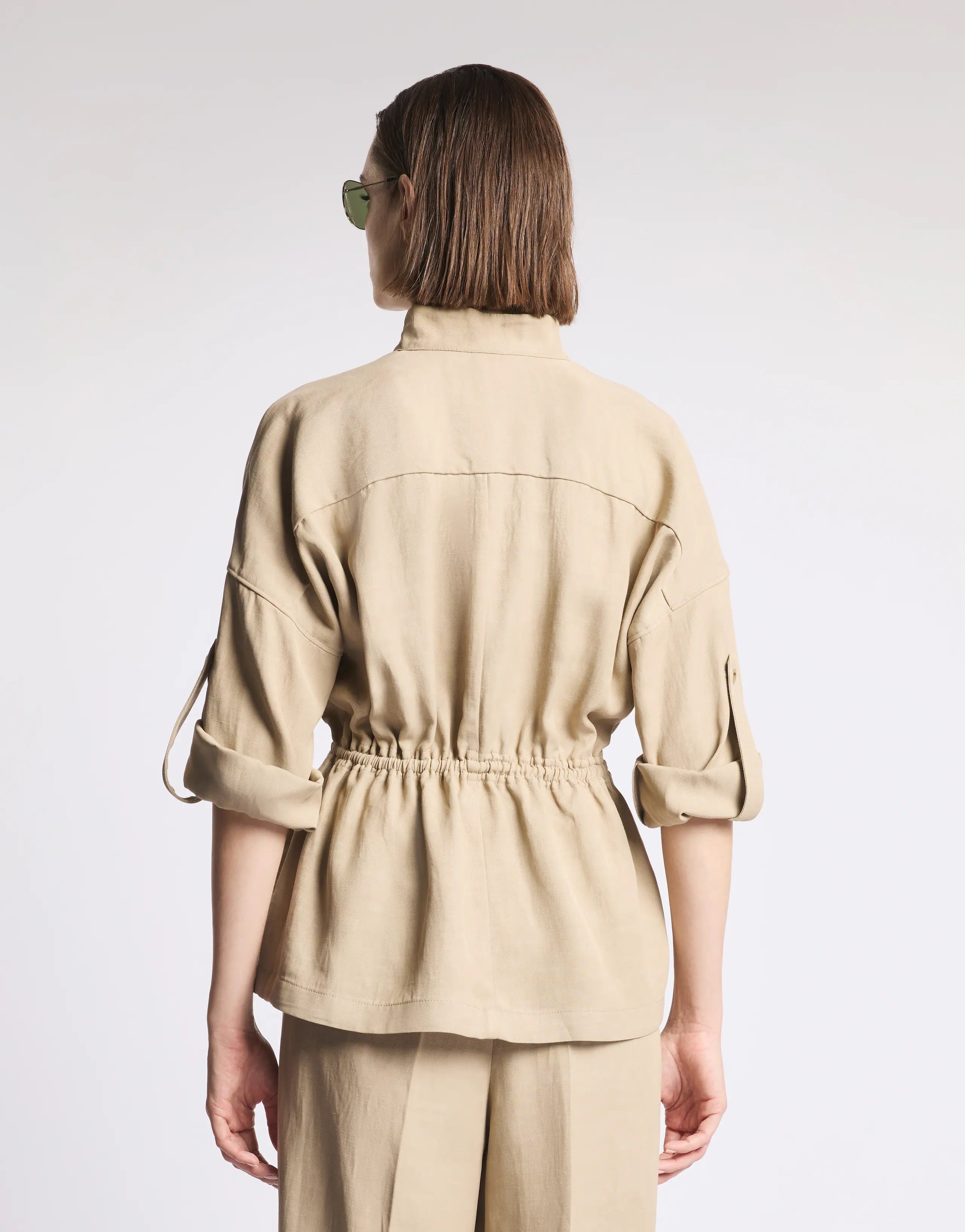 Long-Sleeved Sahariana Overshirt with Adjustable Waist