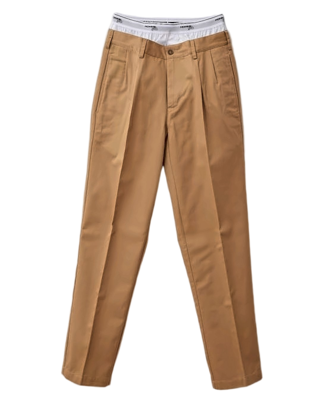 Straight-Leg Tailored Pants with Contrasting Inner Lining