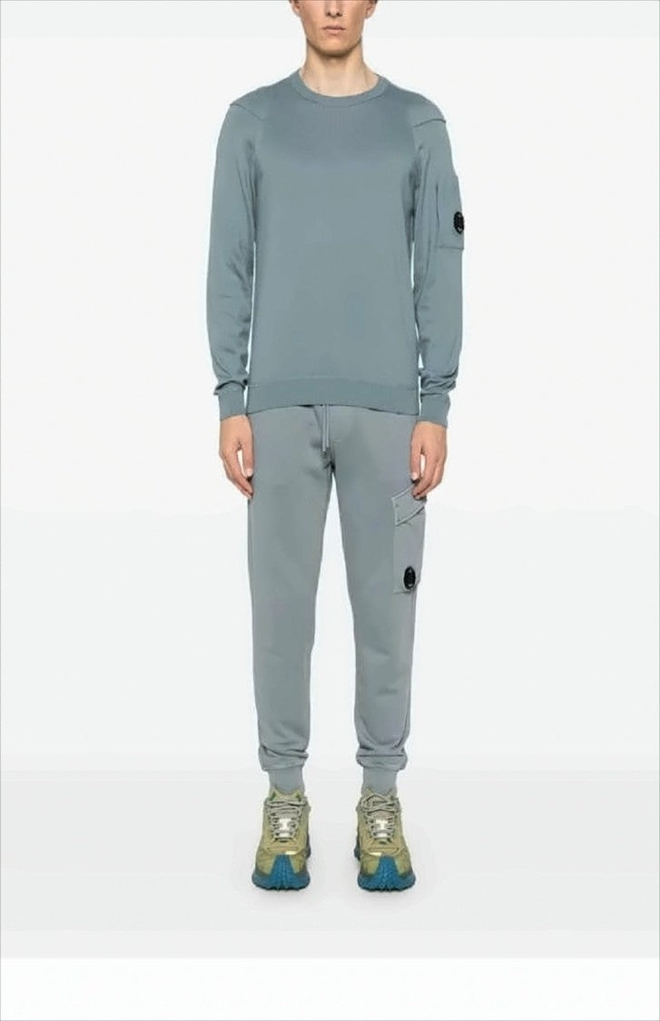 Crew Neck Long-Sleeve Sweater with Distinctive Patch Pocket