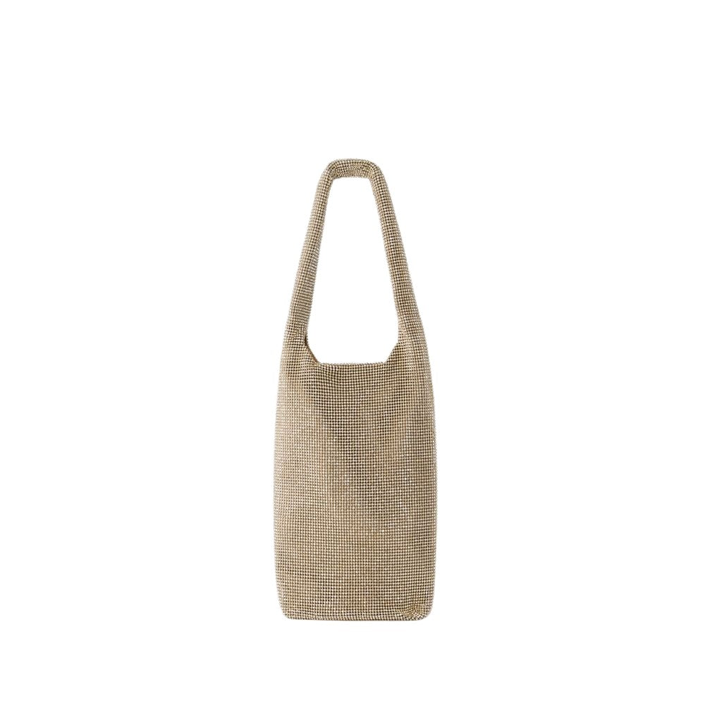 Crystal Mesh Wine Cooler Shoulder Bag - Mesh - Beige