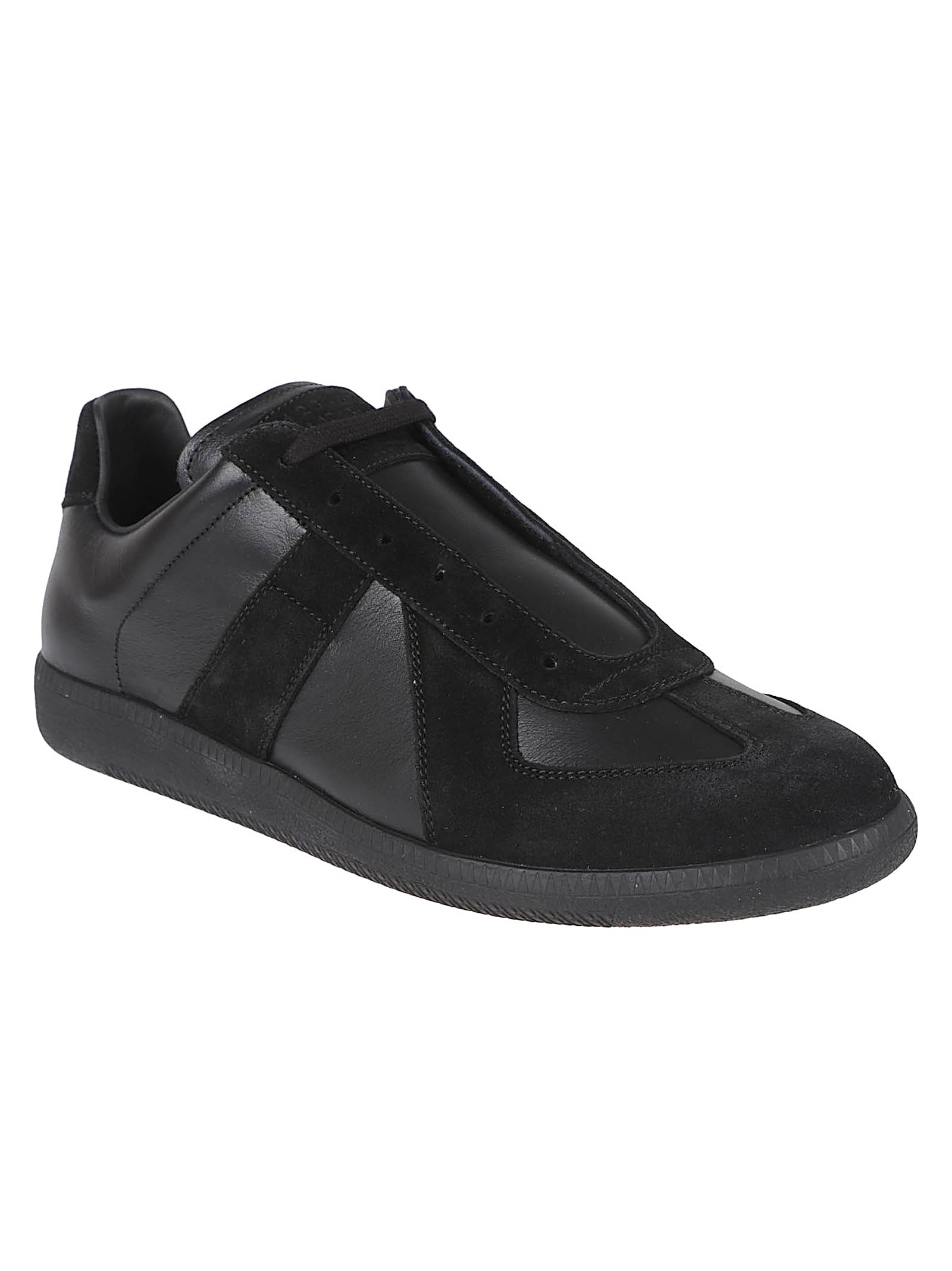 Black Nappa Leather And Suede Low-Top Sneakers