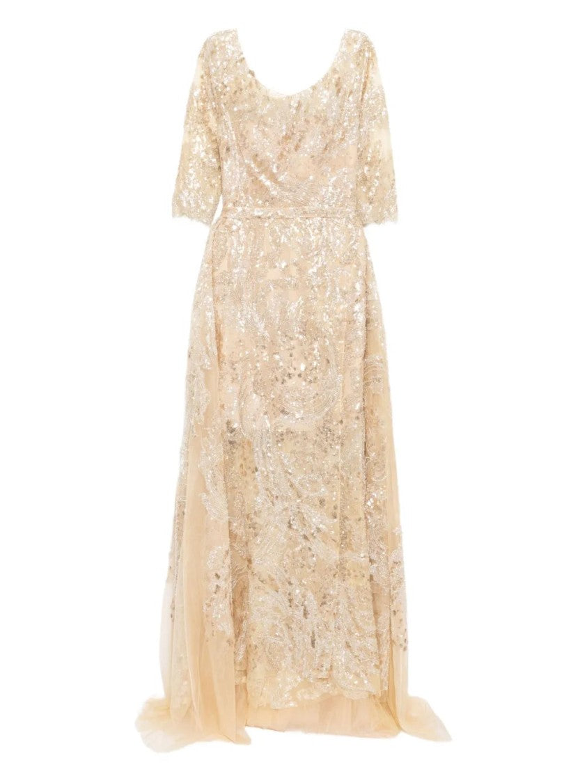 Embroidered Long Dress With Overskirt
