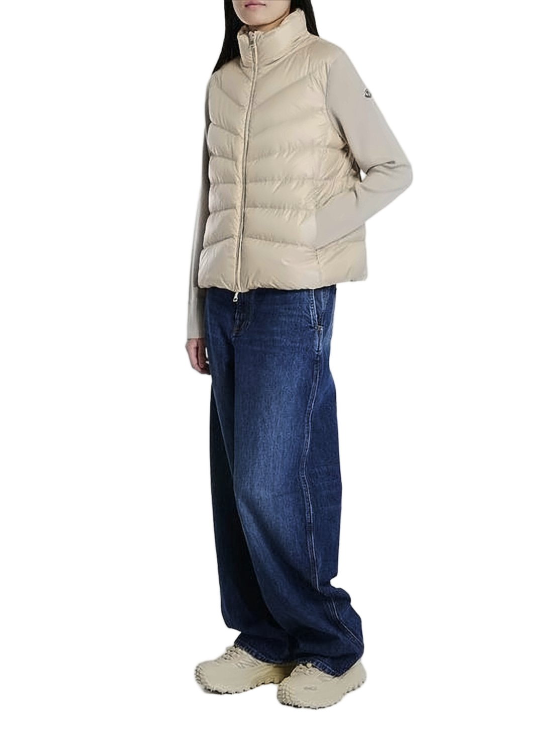 Cropped Padded Jacket with Quilted Nylon