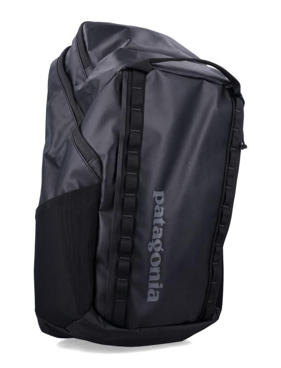 Structured Black Backpack With Webbing Loops And Padded Straps