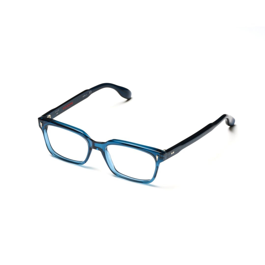 Pekigno-53 Translucent Blue Rectangular Frame Eyeglasses with Metallic Accents