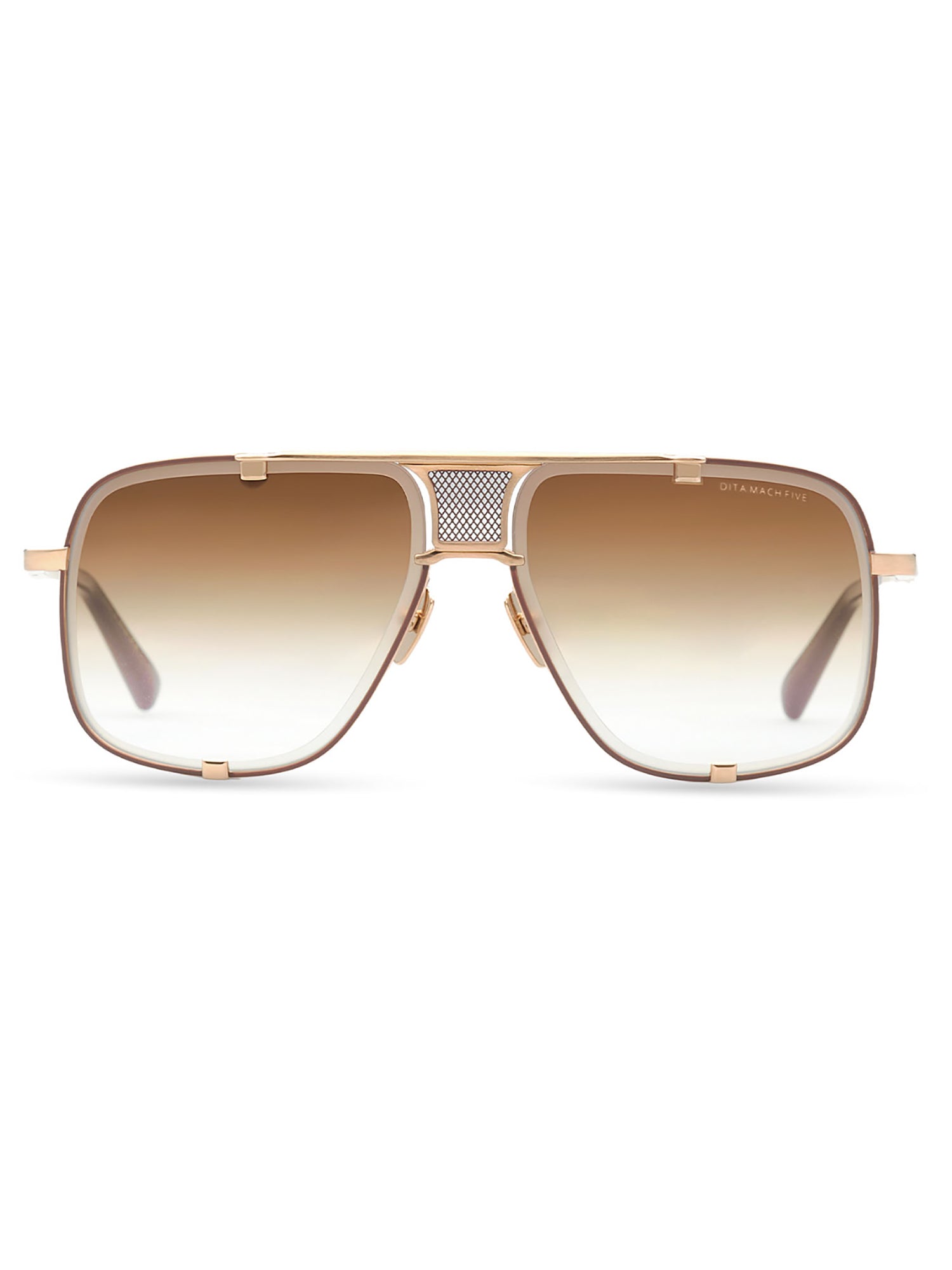 Gold Metal Rectangular Sunglasses