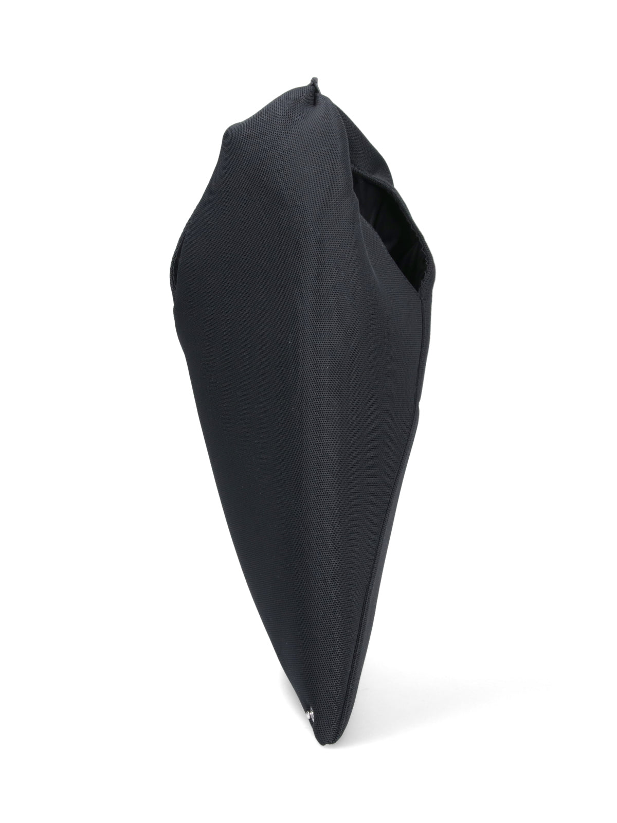 Black Polyester Mesh Tote Bag With Leather Trims