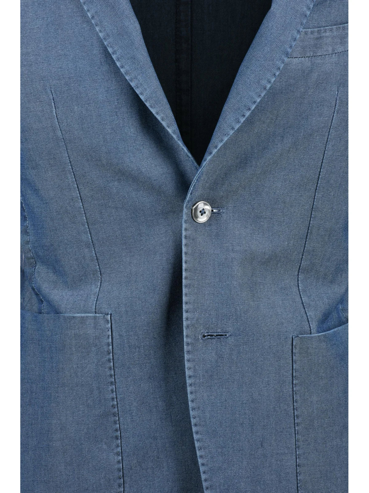 Blue Men Cotton Fitted Jacket