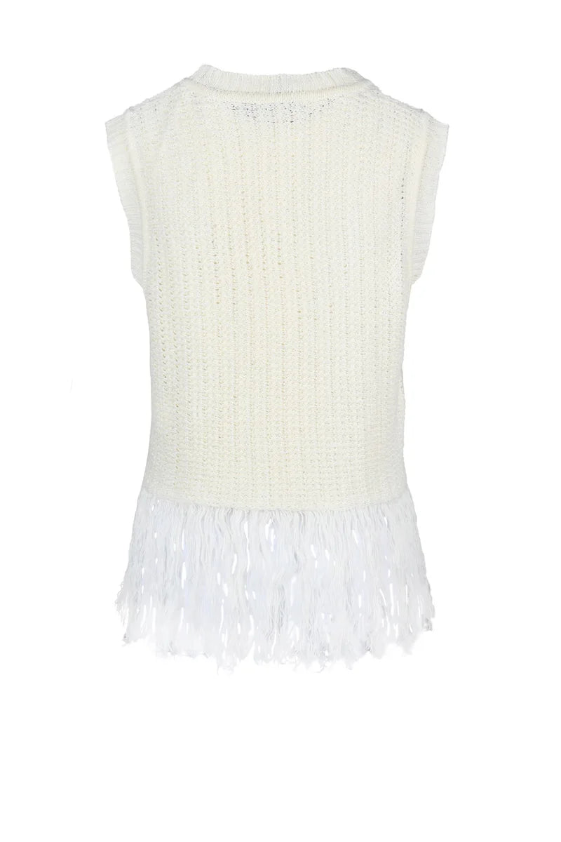 Linen Knit Vest - White