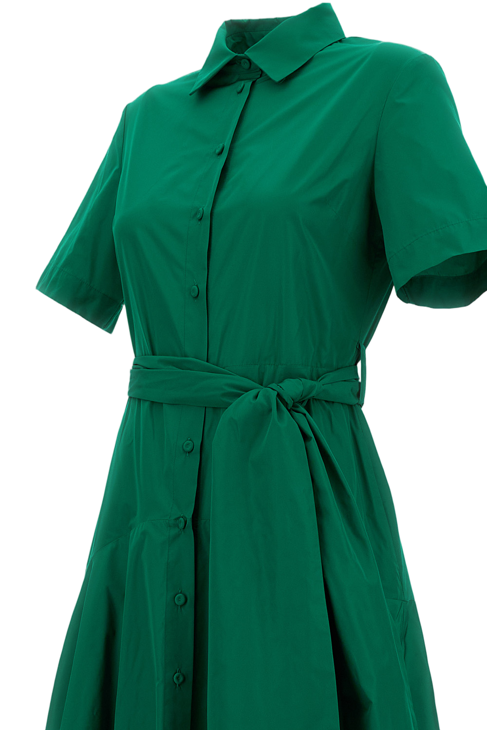 Short-Sleeve Midi Dress with Matching Waist Sash