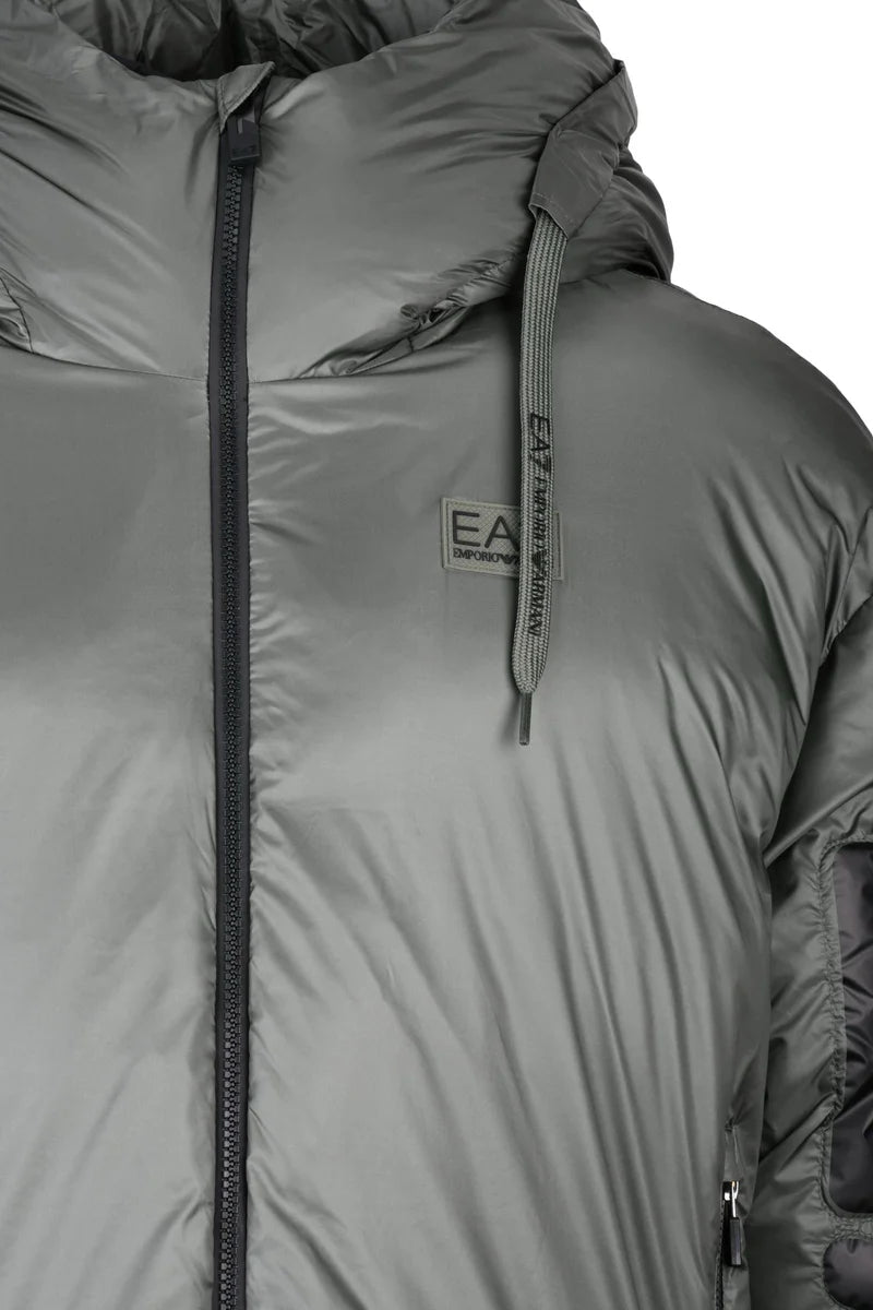 Down Jacket with Zip - Green