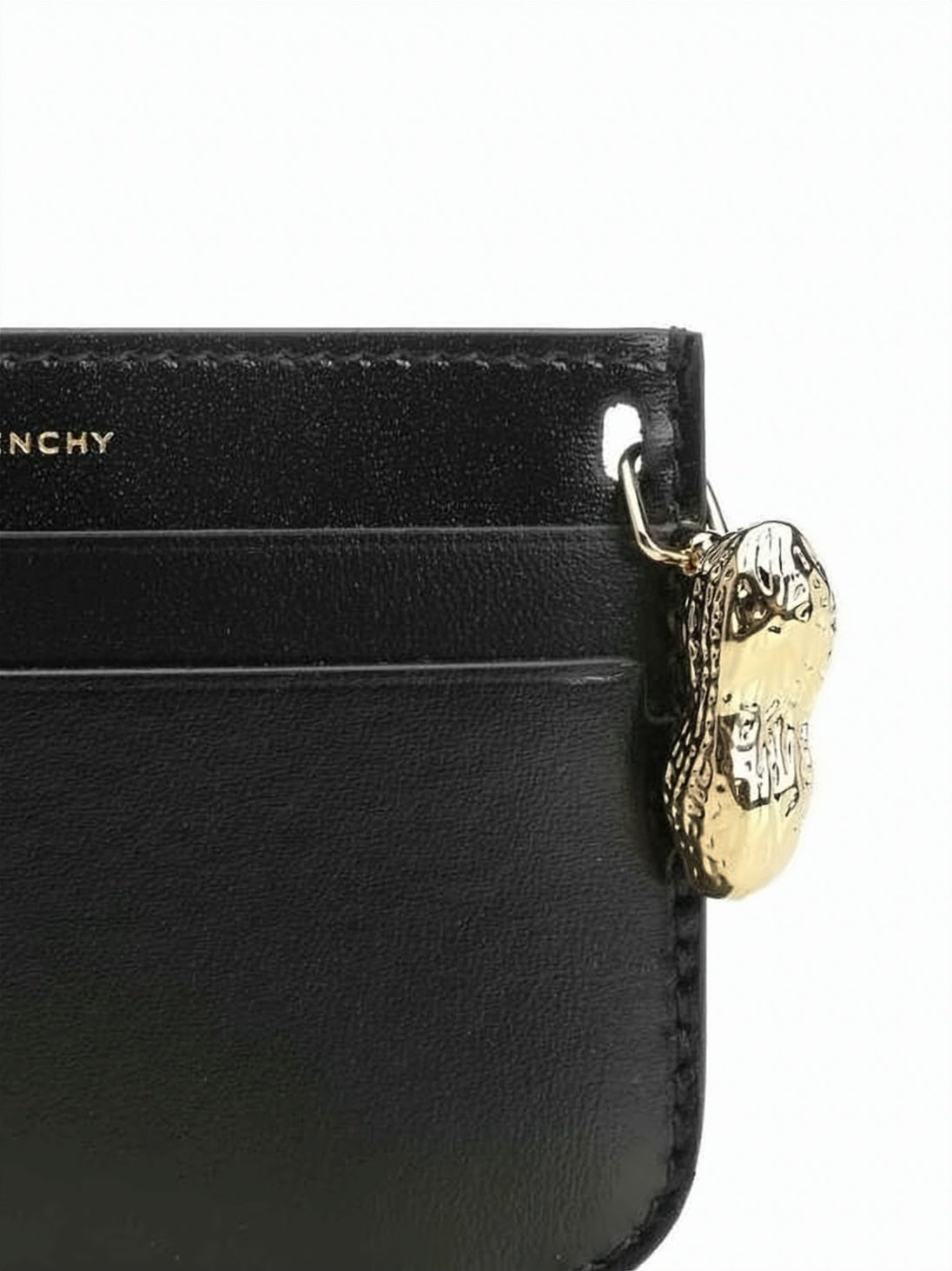 Compact Black Cardholder with Gold-tone Charm