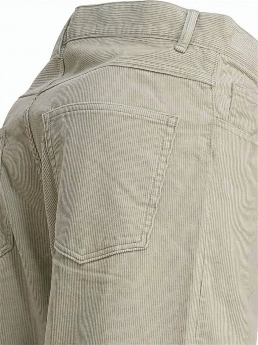 Relaxed Fit Corduroy Straight Pants with Five-Pocket Design
