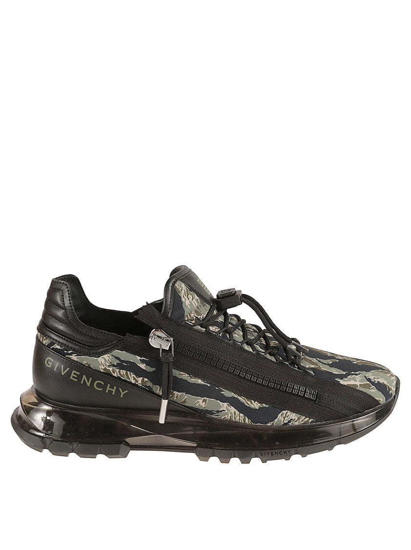 Camouflage Pattern Sneakers With Glossy Finish