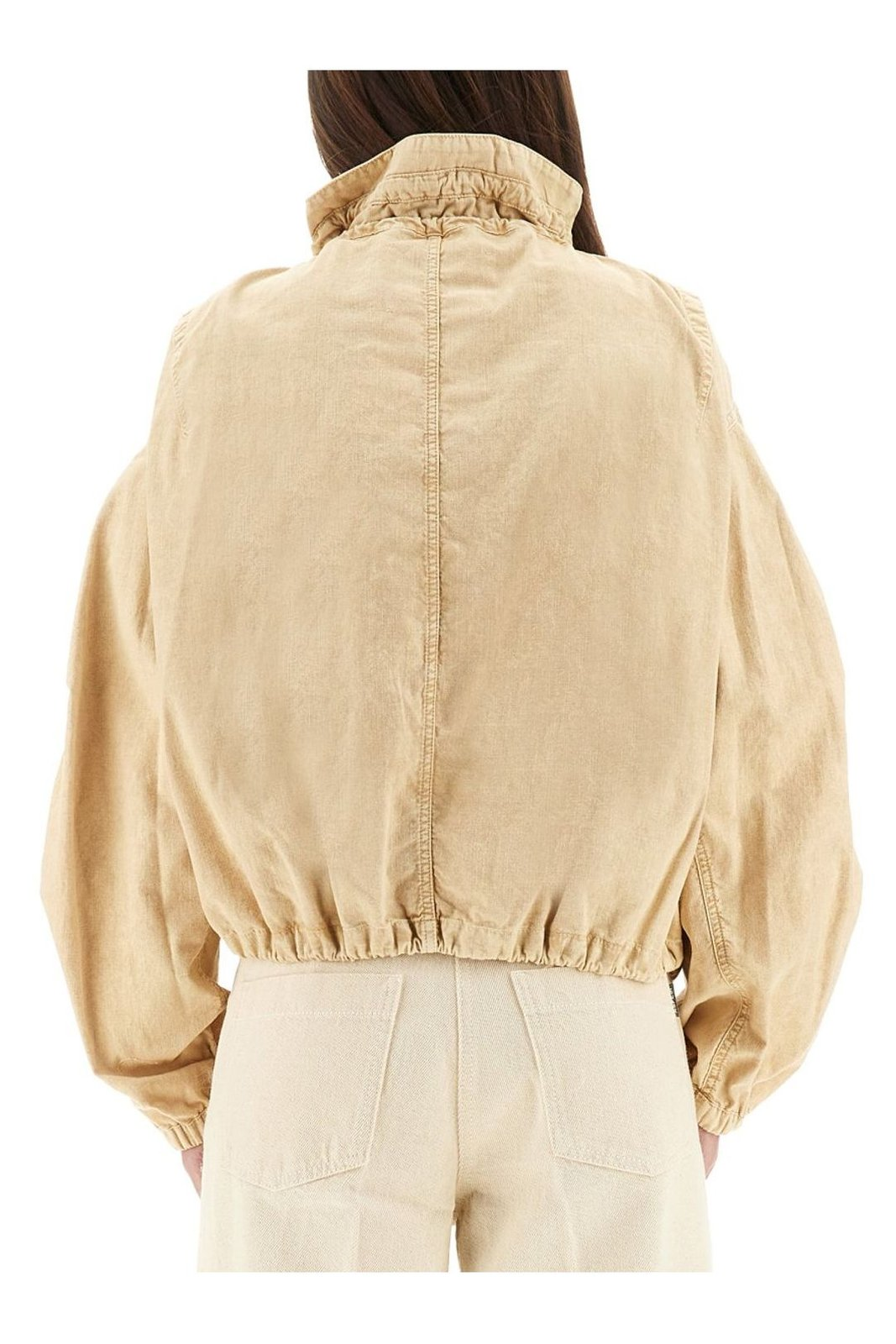 Cropped Jacket with Gathered Collar