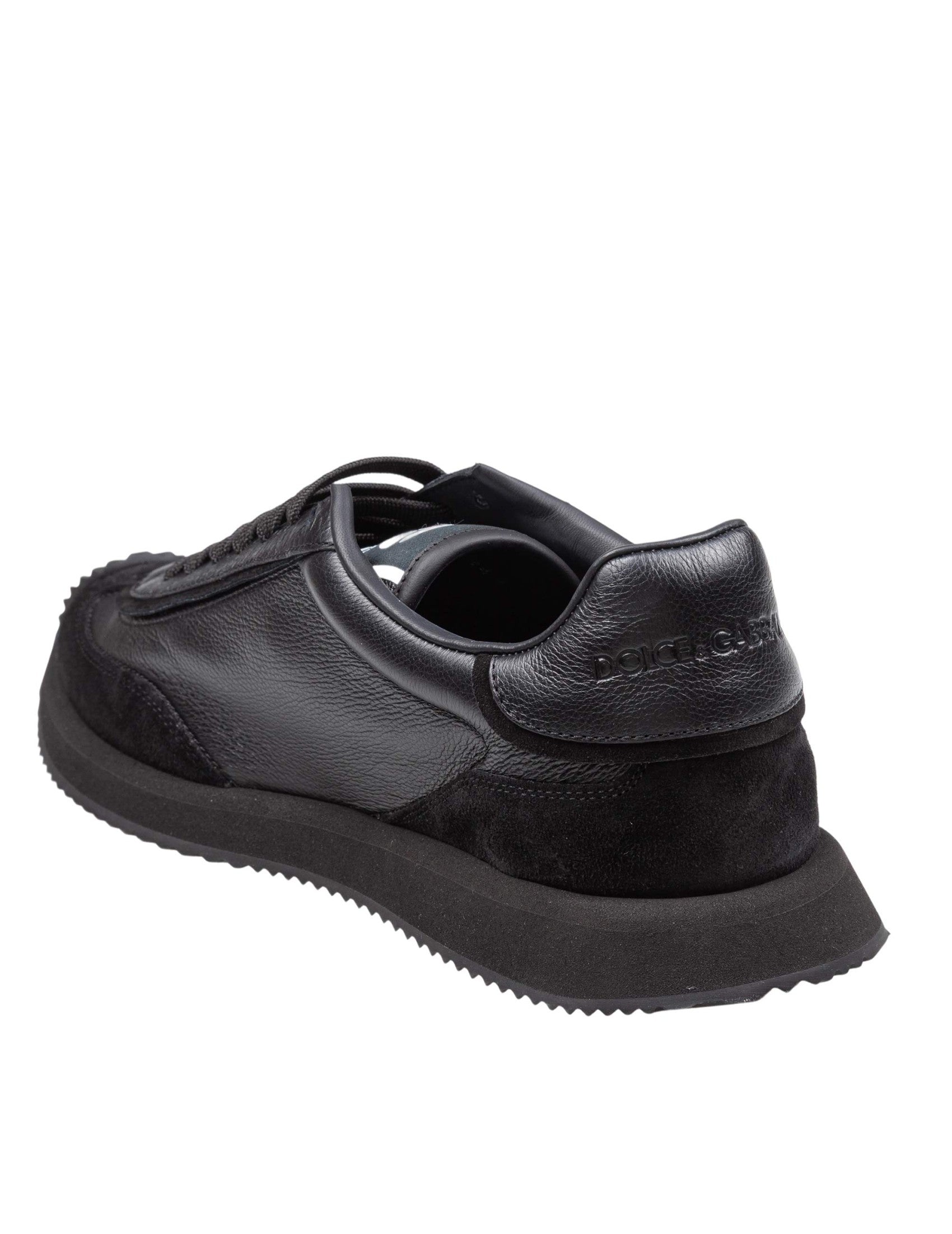 Black Leather and Suede Cushion Sneaker