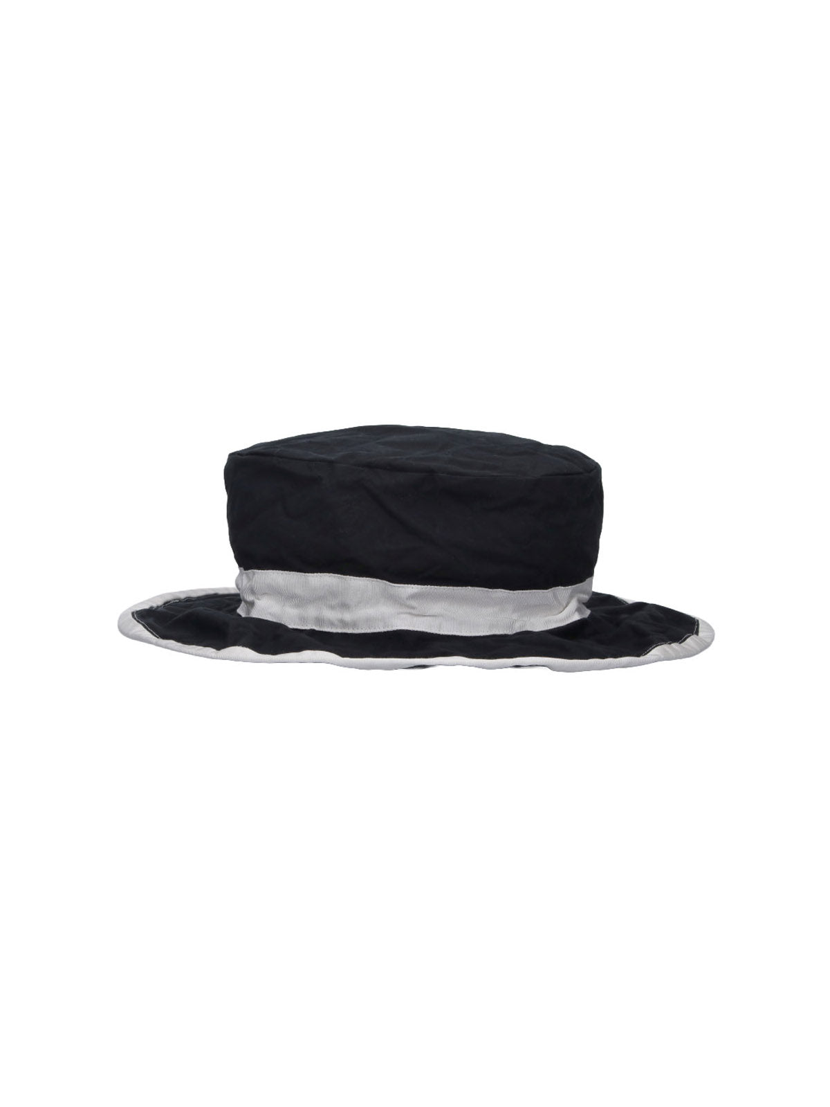 Black Wide-Brimmed Contrast Band Cotton Hat