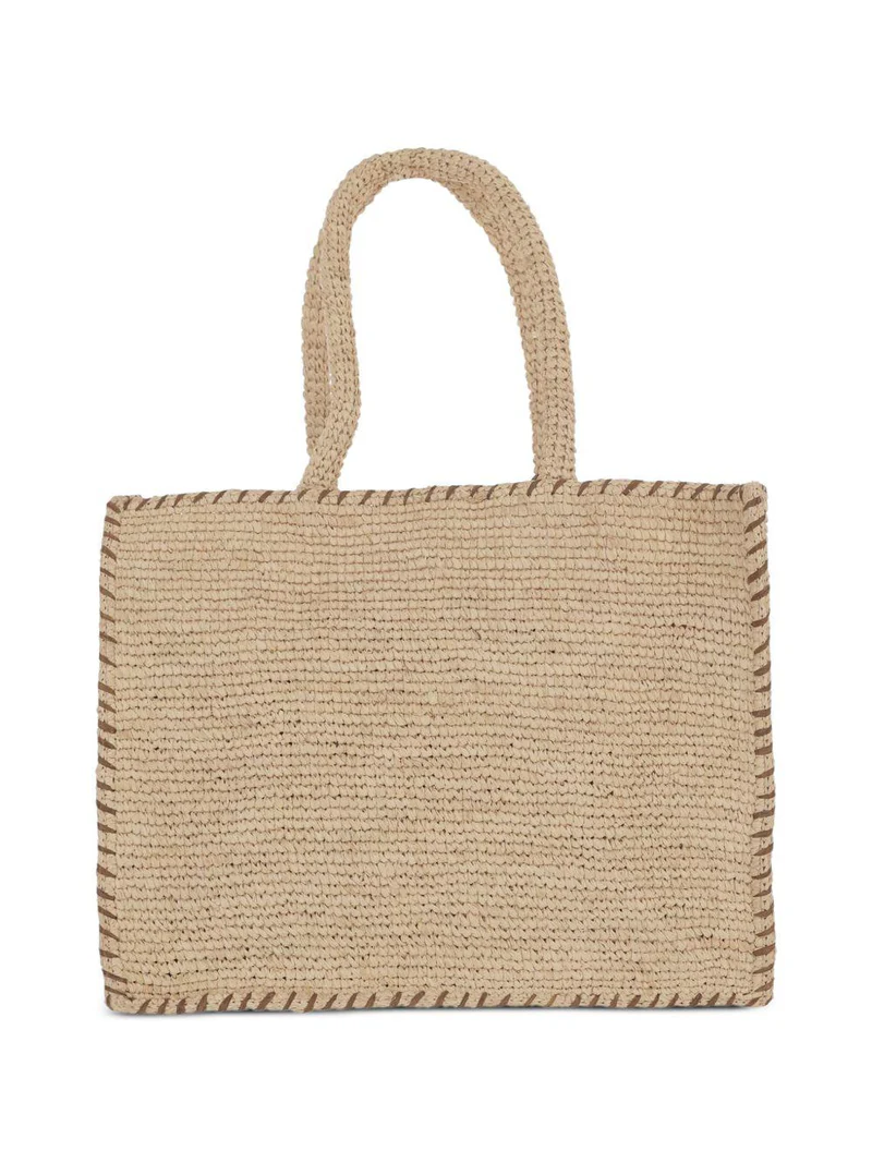 Rectangular Woven Tote Bag with Decorative Tassel